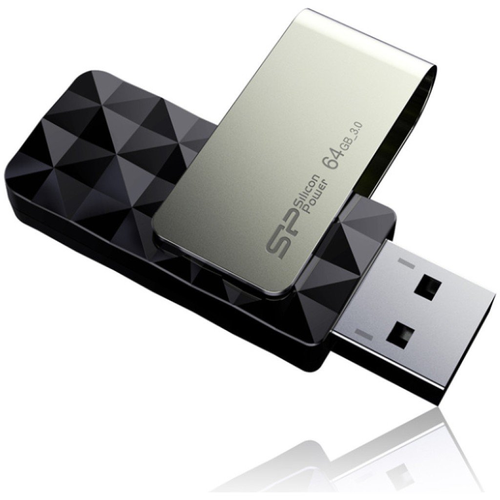 Spominski ključek 64GB USB 3.0 SiliconPower Blaze B30 - plastičen/vrtljiv/črn (SP064GBUF3B30V1K)