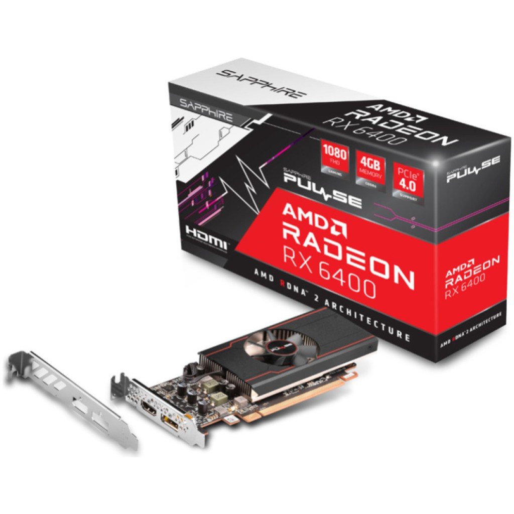 AMD Radeon RX 6400 4GB DDR6 Sapphire Gaming Pulse 1xHDMI 1xDisplayPort - low profile (11315-01-20G)