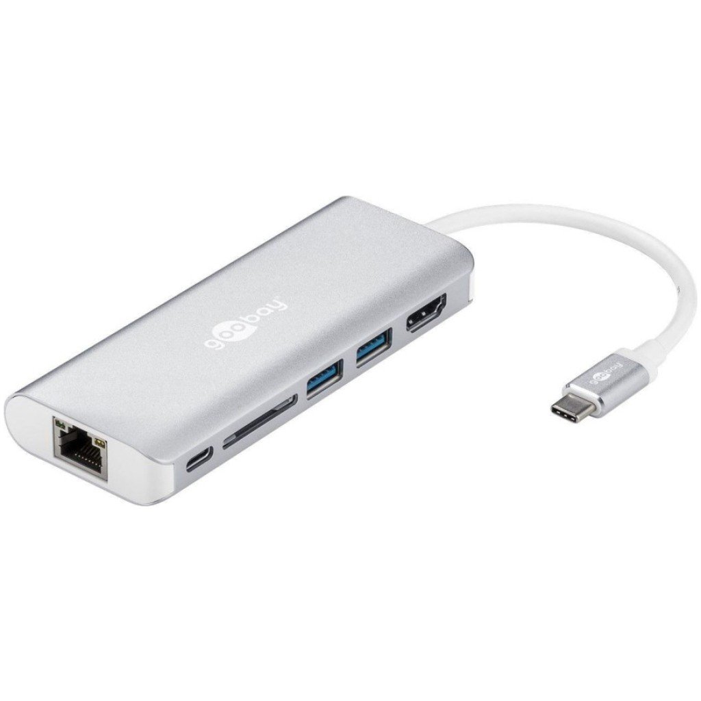 HUB USB-C => 2xUSB3.0 USB-C SD čitalec ETH LAN HDMI Goobay Premium (76788)